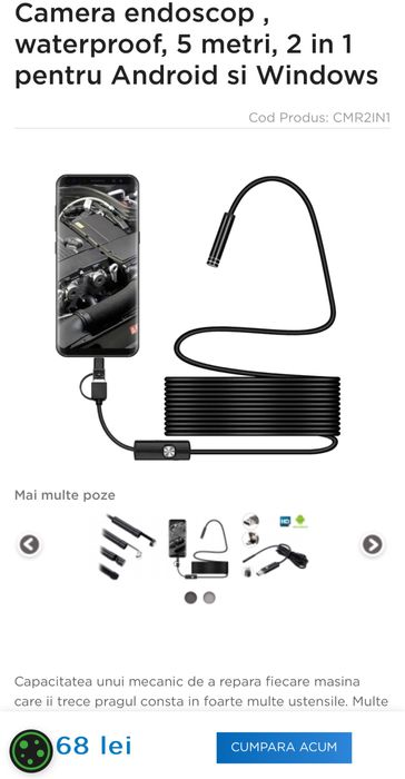 Camera endoscopica cu aplicație