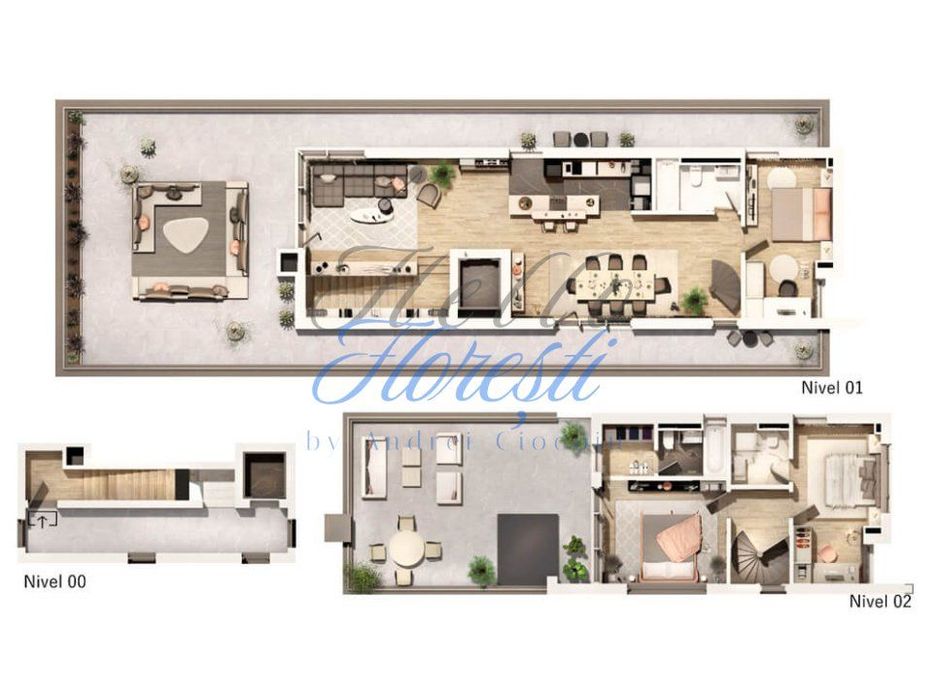 Penthouse 4 camere, 2 terase, semifinisat, 125 mp,  Zona Centrul Cluju