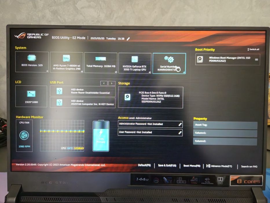 Laptop Gaming ASUS ROG G713IE – Ryzen 7, RTX 3050 Ti