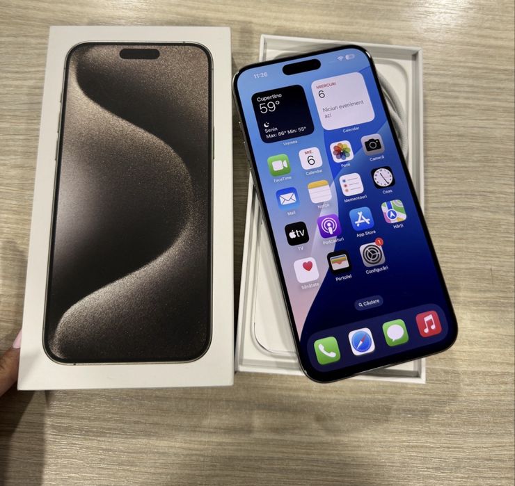 iPhone 15 Pro Max 256GB Natural Grey – Full Box – Stare Excelentă