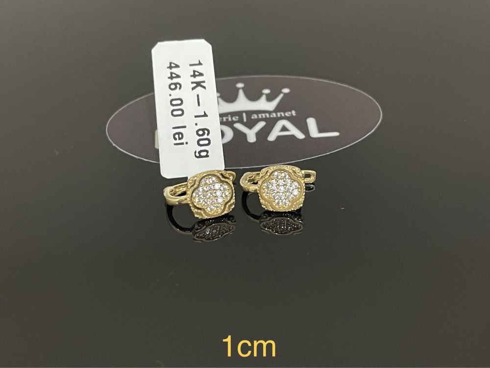 Bijuteria Royal CB : Cercei dama aur 14k 1,60gr 1cm