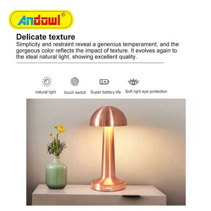 Lampa de birou portabila Gold ciupercuta 3W Baterie: 1800MAH