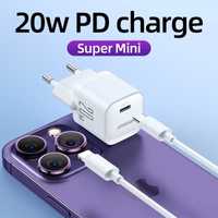 Incarcator Mini PD Fast Charger 20W Cablu Lightening Compatibil Iphone