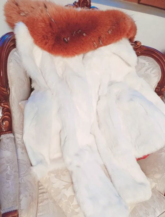 Палто от естествен косъм чинчила и лисица