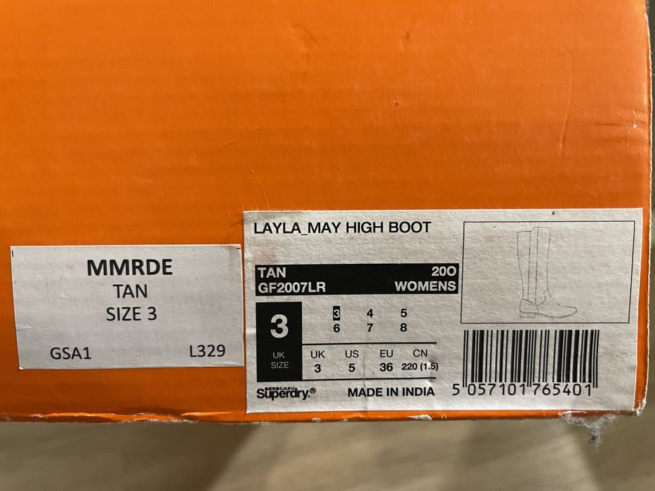 Нови Superdry Женски Дамски Високи Кожени Ботуши 36