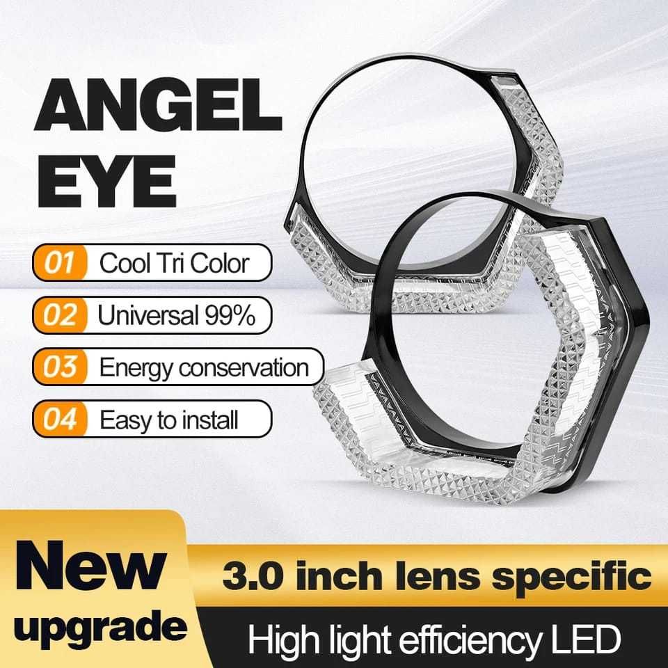 Set inele rectangulare DRL / lumina de zi si semnalizare lupe 3 inchi