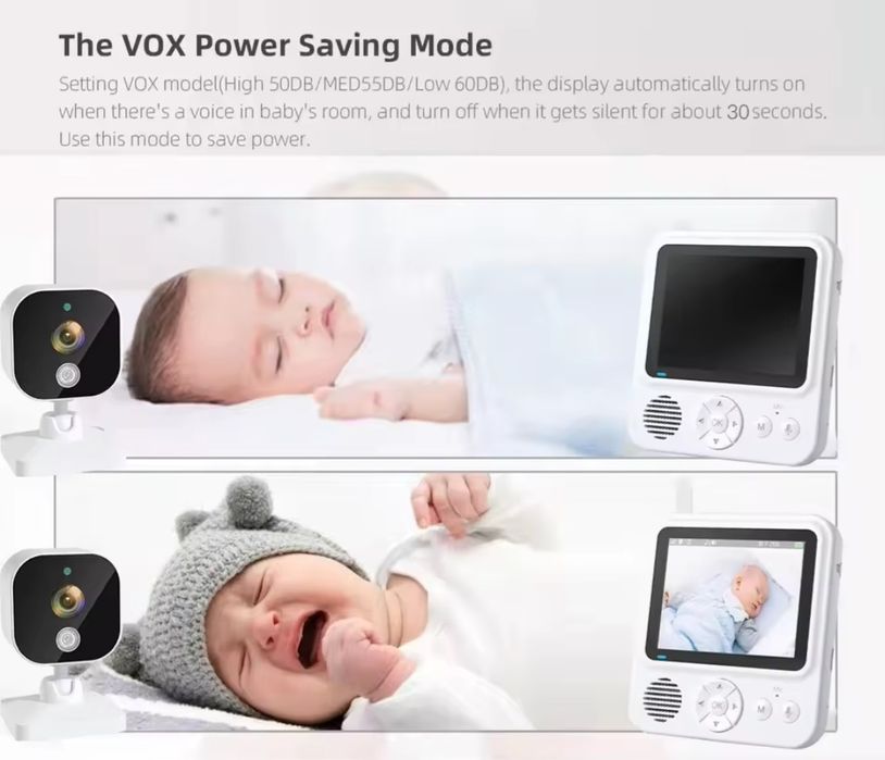 Nou Baby Monitor portabil bebelusi 2.4ghz,300m,8 melodii,termometru