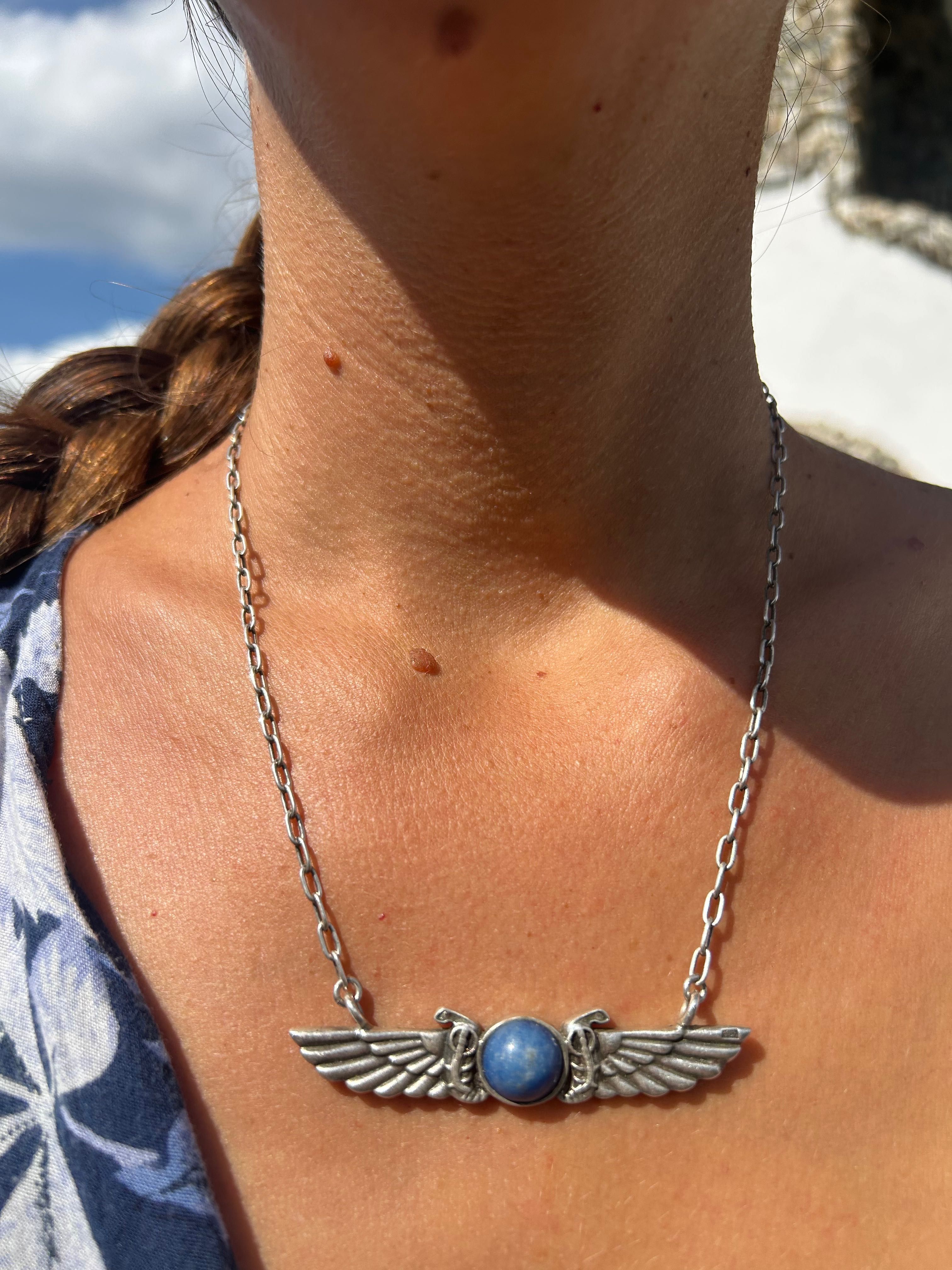 Colier argint și piatra labradorite original Egipt