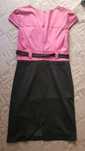 Rochie de zi material tricotat marimea 44 negru cu roz inchis