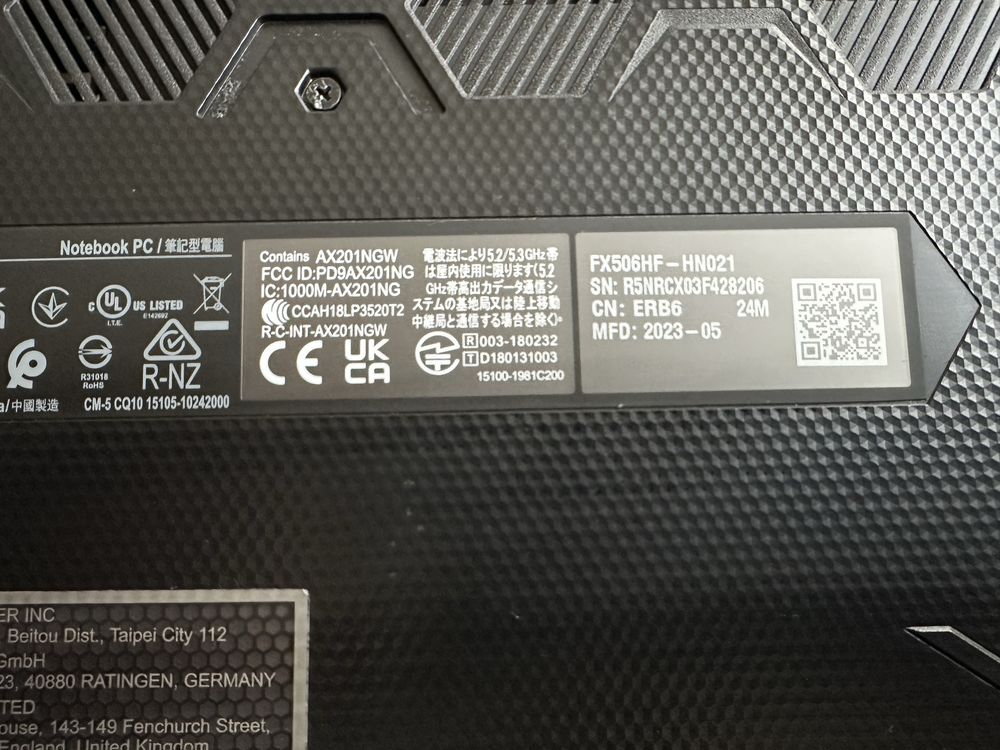 ASUS TUF GAMING FX506H – Intel i5 + RTX 2050