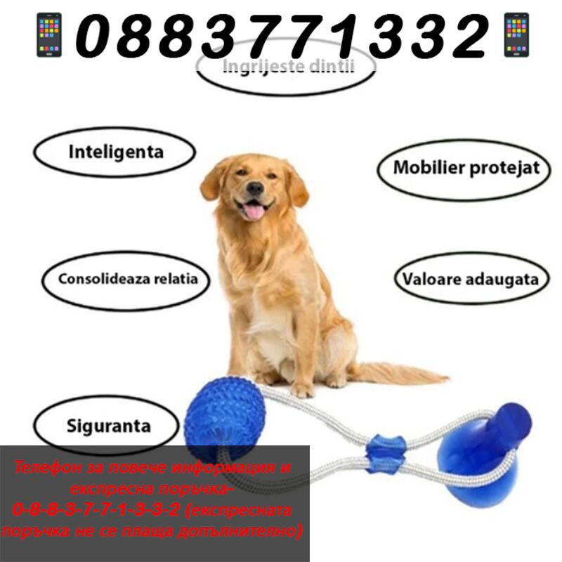 НЕМСКИ Кучешка играчка с вендуза – DogToy + ЛЕД ФЕНЕР