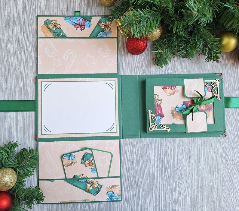 Мини скрапбук албум с коледни мотиви, ръчна изработка /57.14