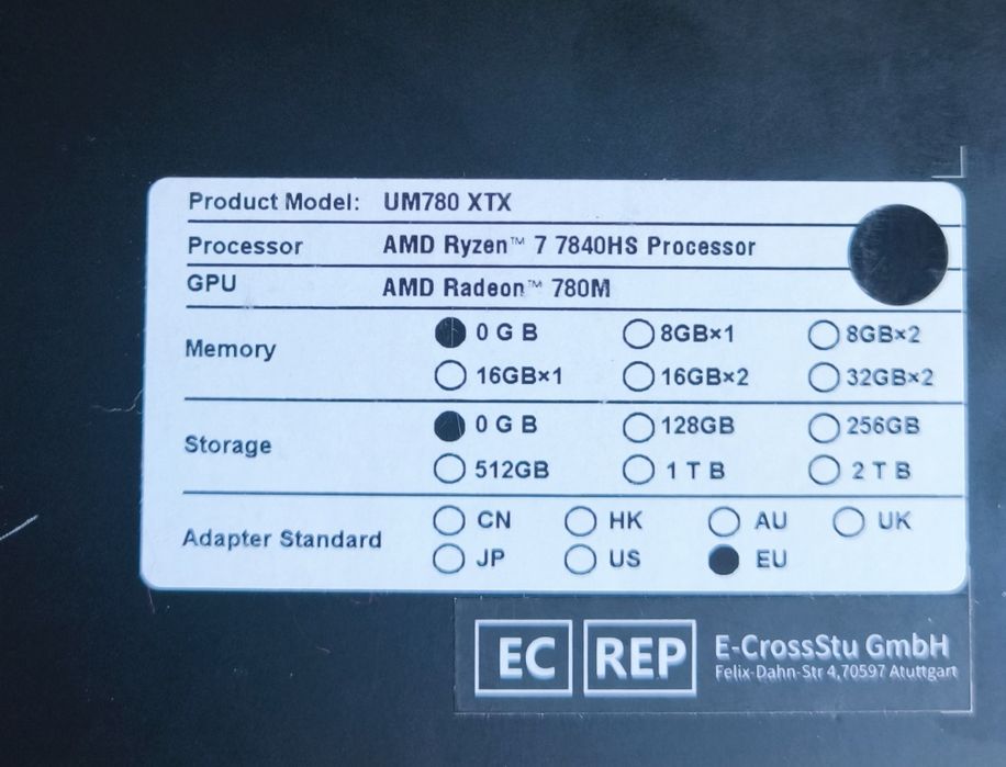 Minisforum UM780 XTX barebone, in cutie, oculink, orice proba