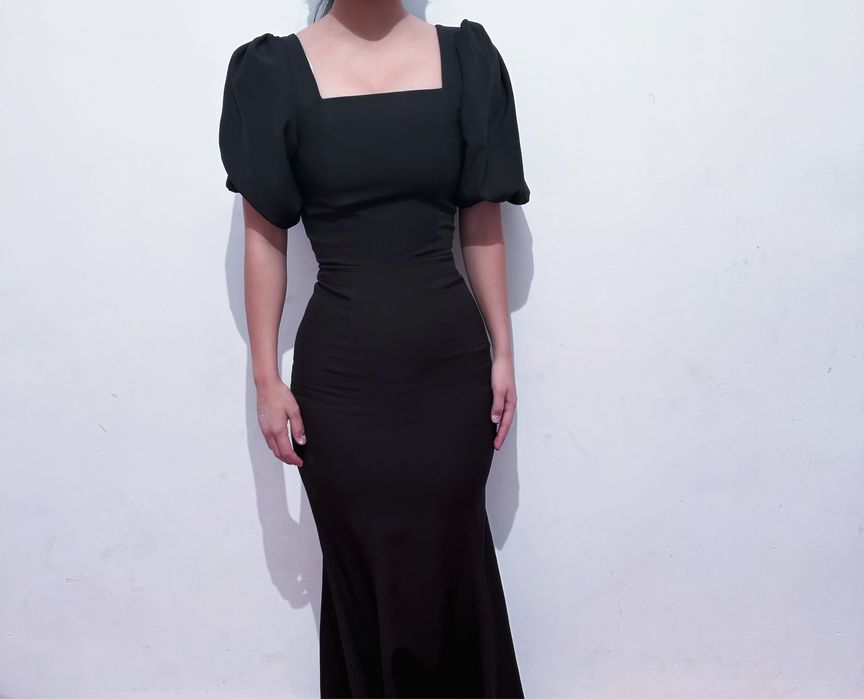 Вечернее черное платье «русалка», размер S, надето 1 раз
