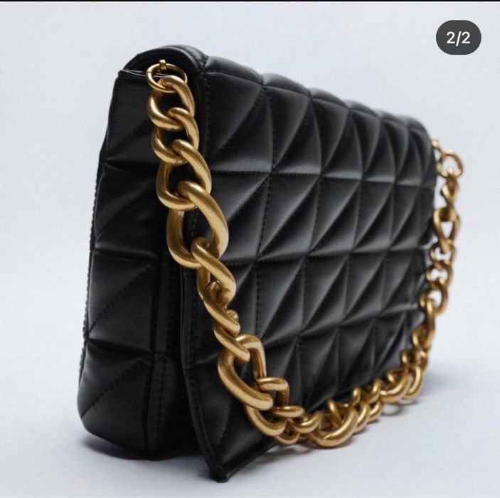 Дамска черна чанта ZARA