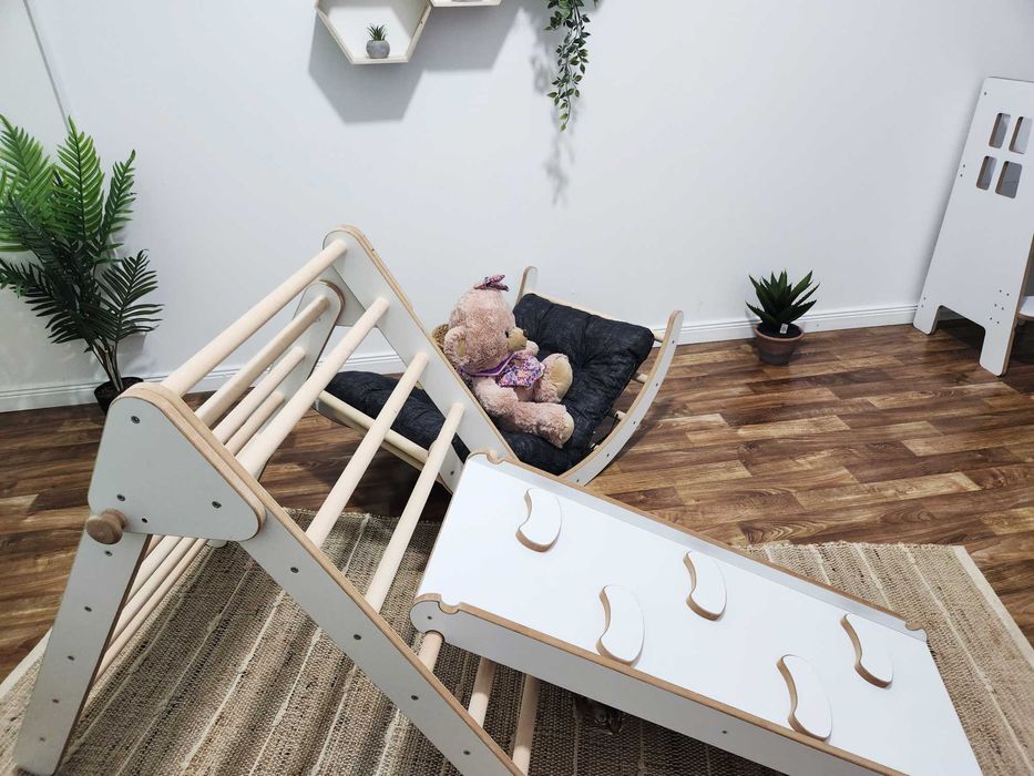 4in1 Montessori Triunghi mare Pikler de catarare +tobogan+ arc+ perna