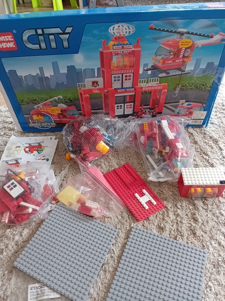 lego city 491 piese sediu de pompieri masina interventii incendiu