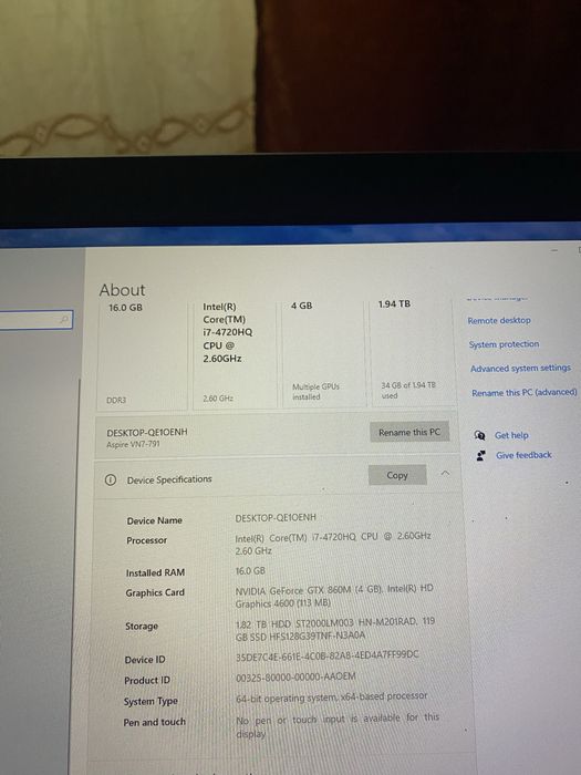 Vand-Schimb leptop gaming Acer aspire v nitro