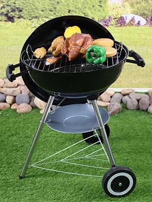 Барбекю на дървени въглища Kono Kettle, преносимо черно, 47x49x80 см