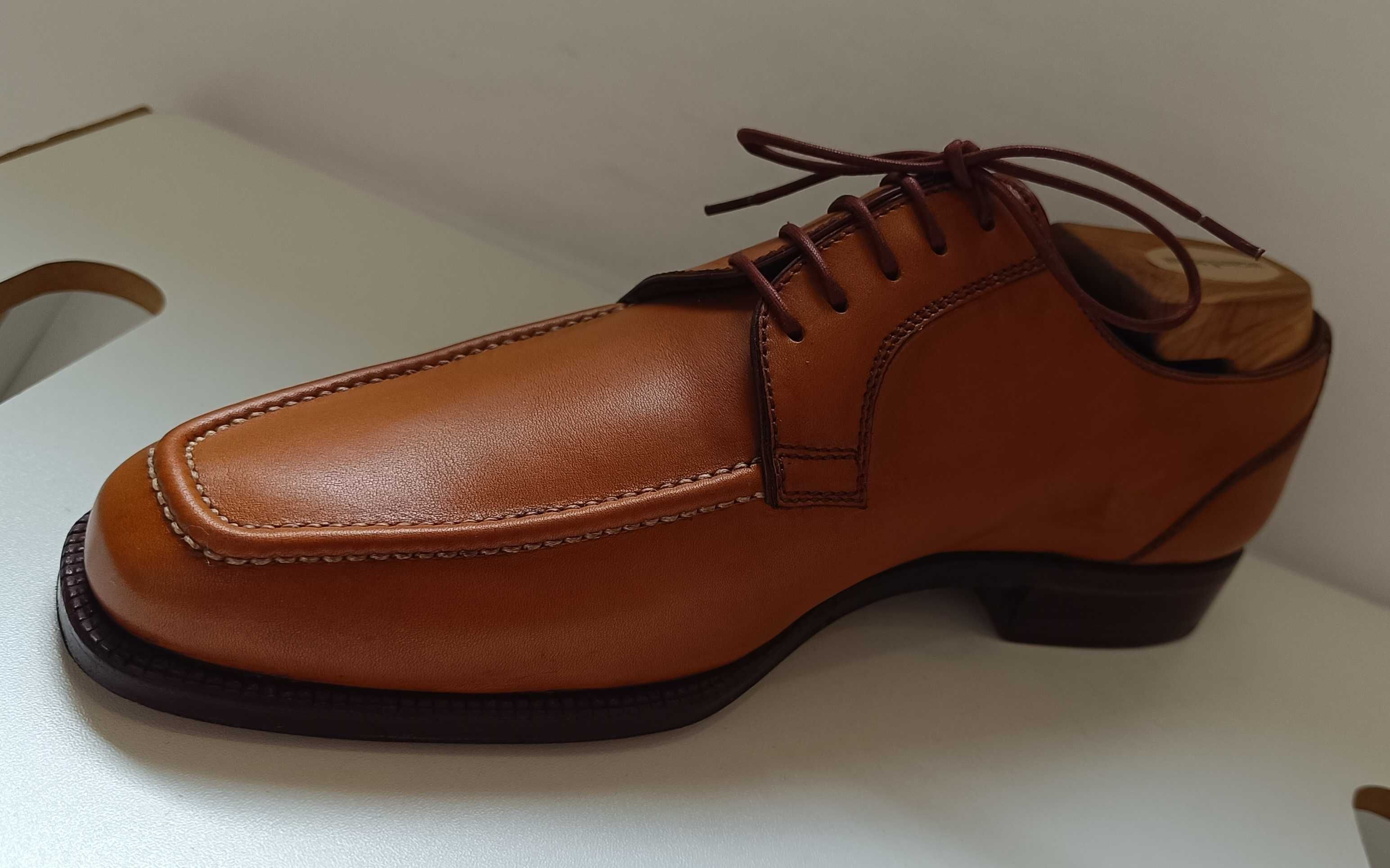 Pantofi derby 40.5 41 split toe de lux lucrati manual Campanile NOI