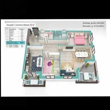 3-комнатная квартира в Al Barakat: 92м² предчистовая Шота Руставели!`