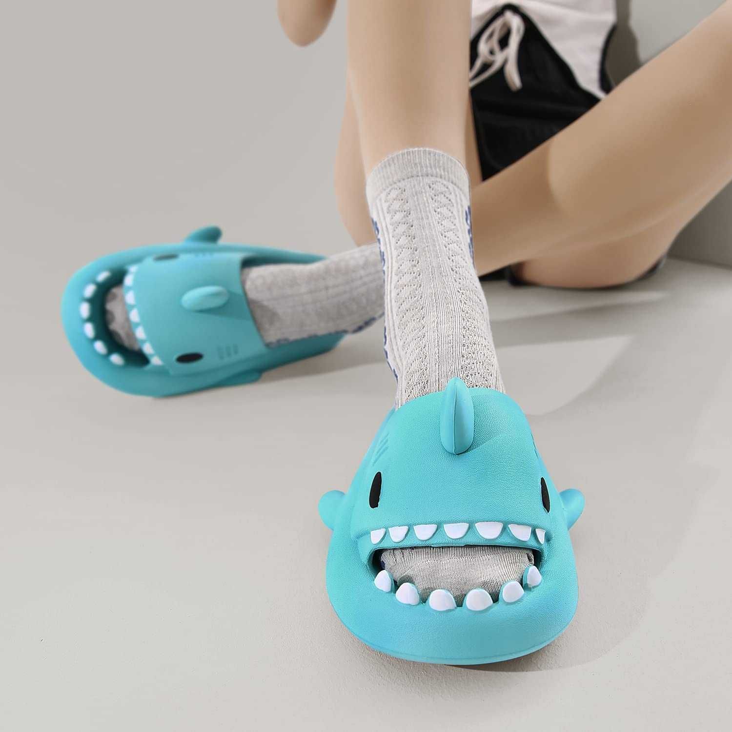 Papuci pentru copii fetite si baietei, Baby Shark, Turcoaz