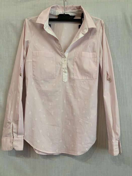Zara cămașă alb cu roz