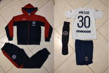 MESSI Бял Резервен  Екип + Анцуг + Чорапи МЕСИ ПСЖ / PSG 2023 Детско