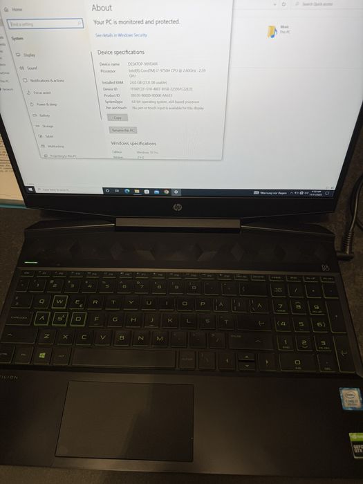 Laptop HP Pavilion I7. 9750H 24 Gb Ram3