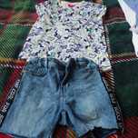 Set pentru fete 134/146  tricou ,pantalon scurt blug