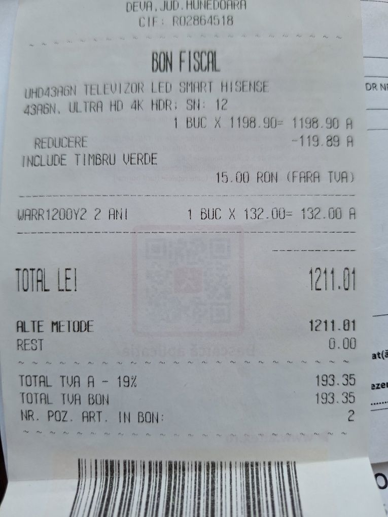 Televizor LCD HISENSE ULTRA HD 4k, nou nouț!
