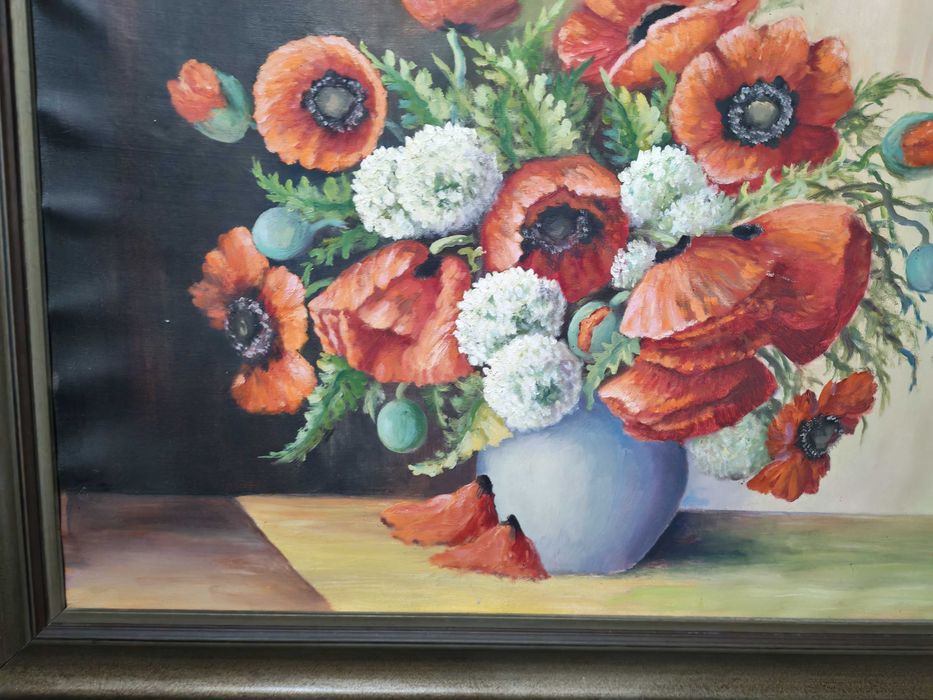 Tablou ulei pe panza - flori, rama masiva