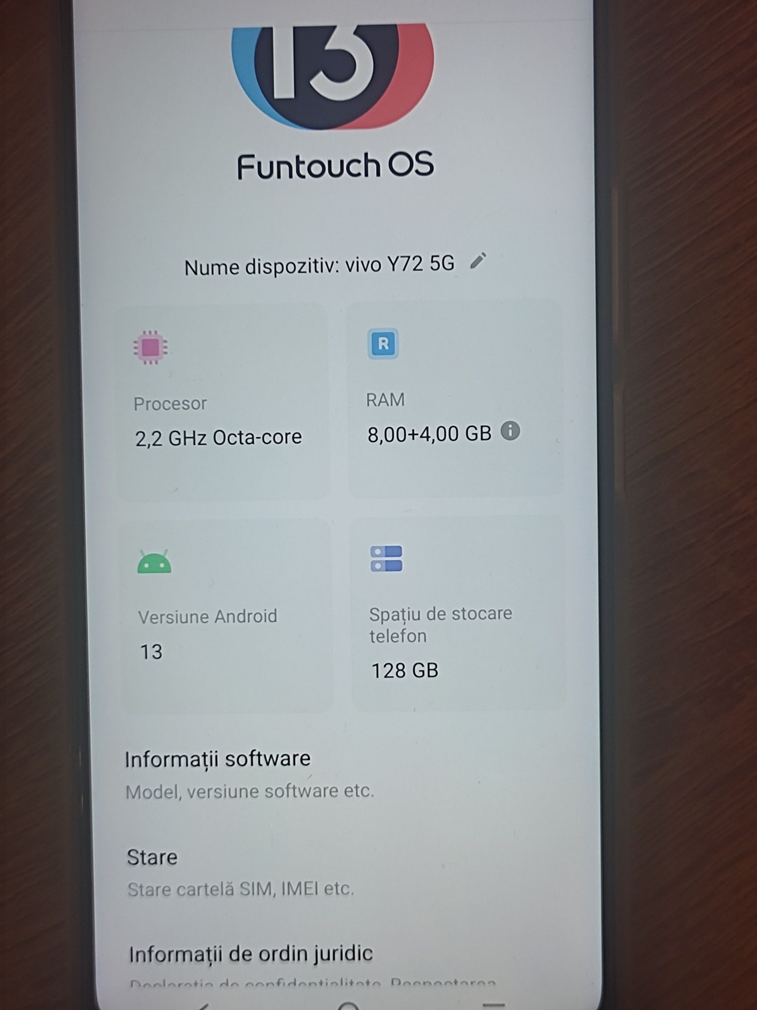 Vivo y72,5 g,12 GB RAM