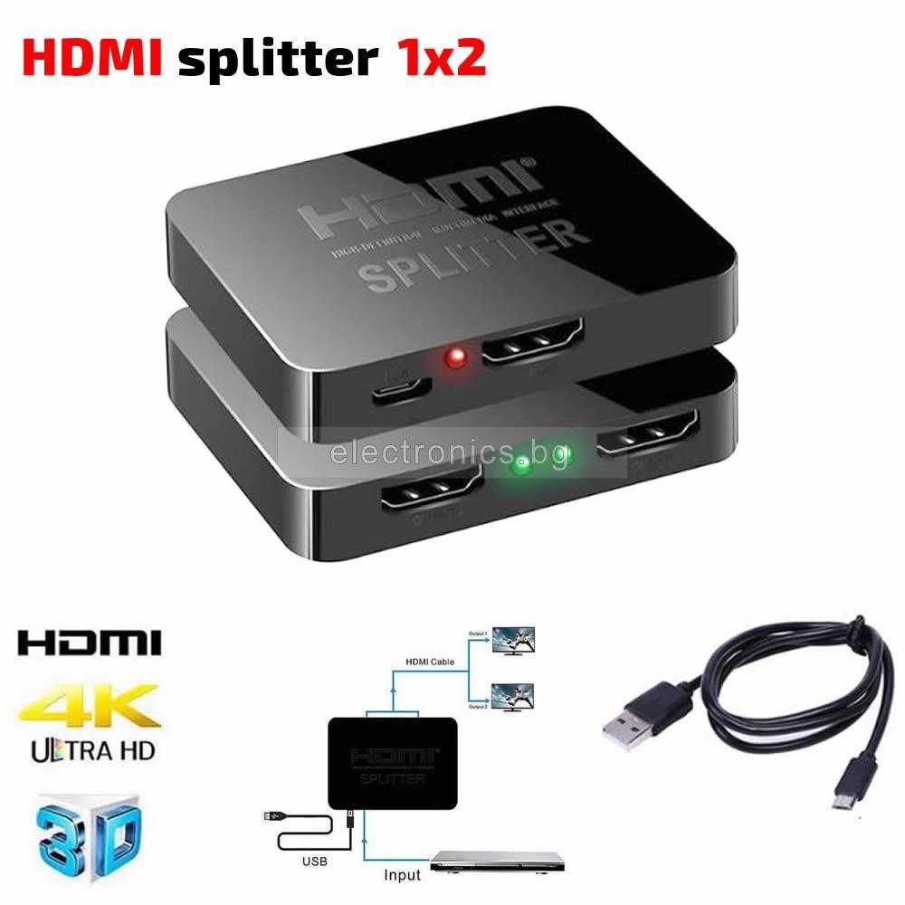 Активен сплитер NEXT, 4K HDMI, Splitter, 1 вход и 2 изхода