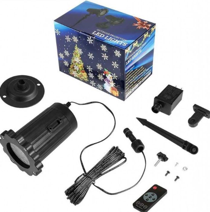 Уникален водоустойчив LED проектор снежинка за прожектиране на сняг.