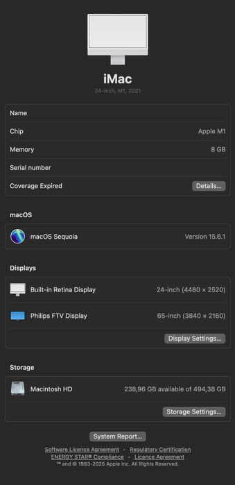 iMac M1 | 2021 | 4.5K | 8 Gb RAM | 512GB SSD | 8 Core