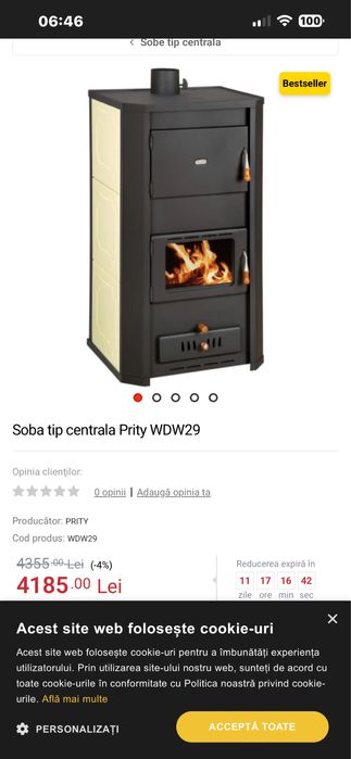 Semineu centrala Soba tip centrala Prity WDW29