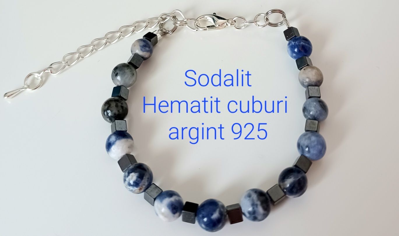 Brățări handmade în argint marcat 925,pietre semiprețioase și cristale