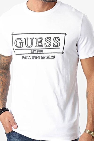 ПРОМО GUESS- L и XL -Оригинална мъжка бяла тениска