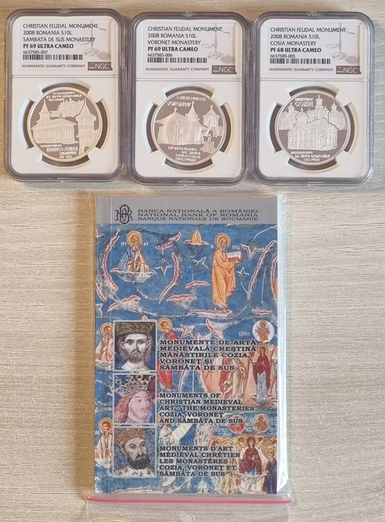 Set BNR 3 monede argint manastiri Cozia Voronet Sambata de Sus gradate