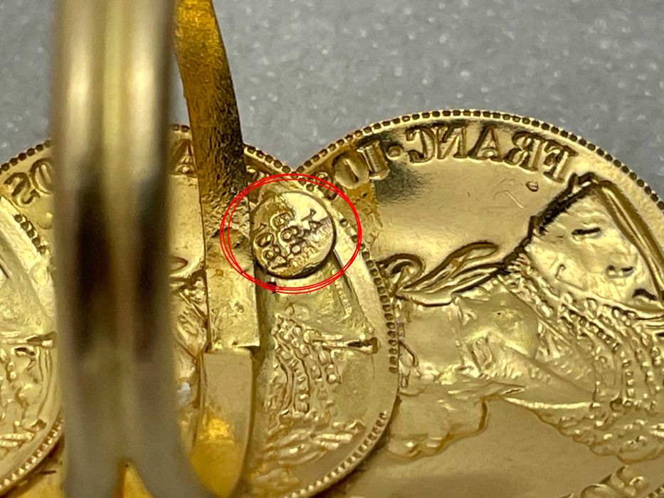 Златен Пръстен с три монети Франц Йосиф- 4,319 грама, 14К (проба 585)