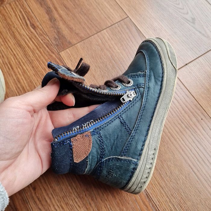 Ghete imblanite ca noi DDstep piele baieti 26 talpic 15.8 cm