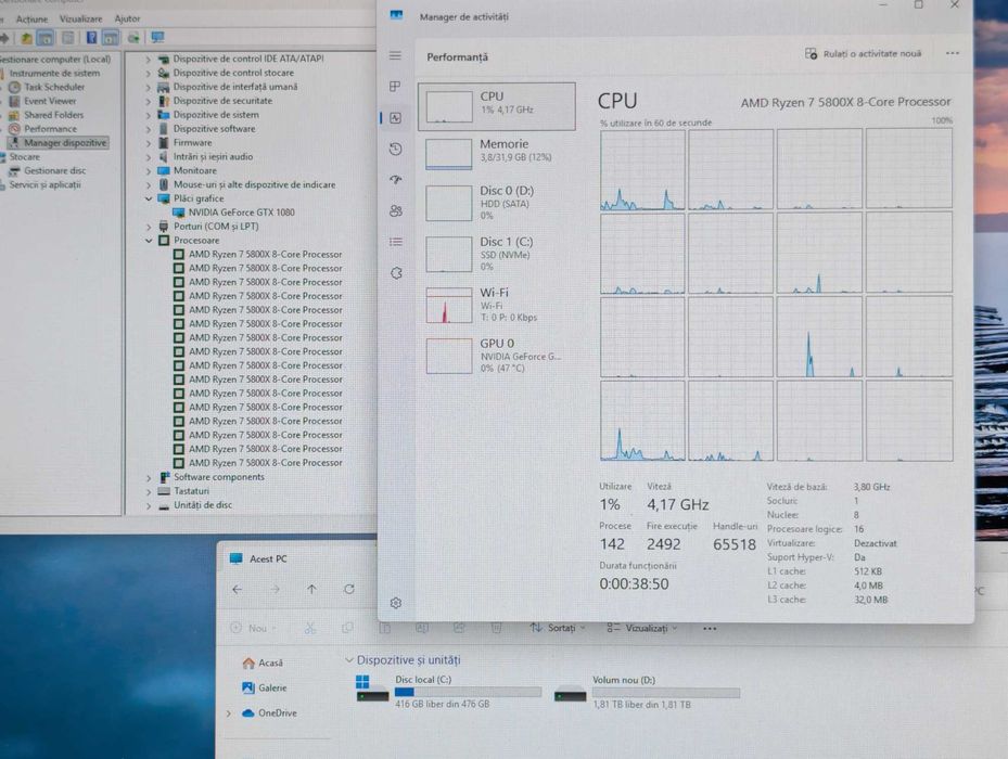 Pc calculator gaming, Ryzen 7 5800X, ram 32 Gb, Nvidia GTX 1080