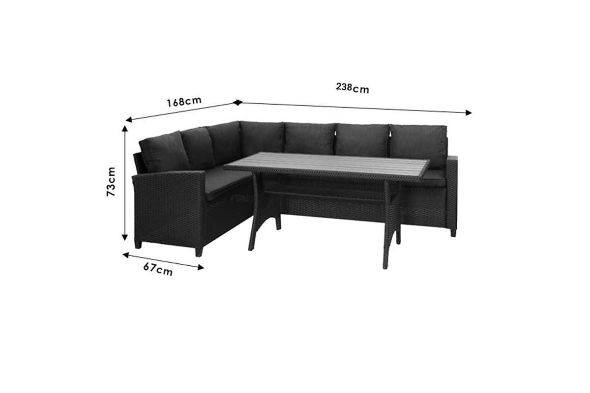 Градински ъглов диван lounge, Ратан, 238х168 лева