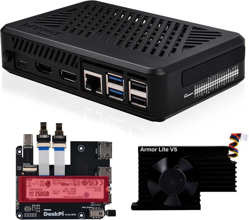 Carcasă GeeekPi DeskPi Lite Pi5 PCIe la M.2 HAT,cooler activ HDMI SSD