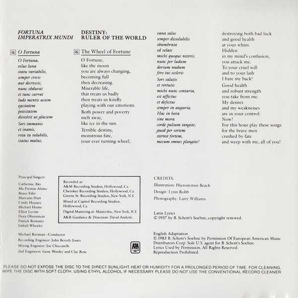 CD Ray Manzarek (from The Doors) - Carmina Burana 1983