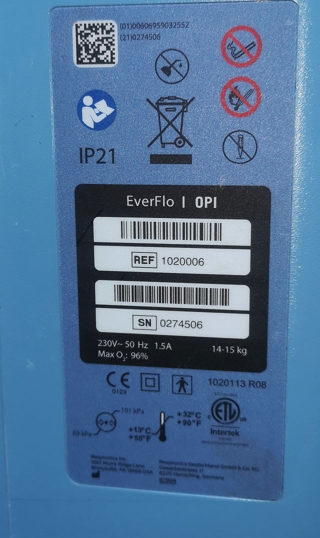 Concentrator oxigen EverFlo Opi perfect functional