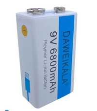 Презареждаема li-ion батерия 9V, 6800mAh, USB Type C