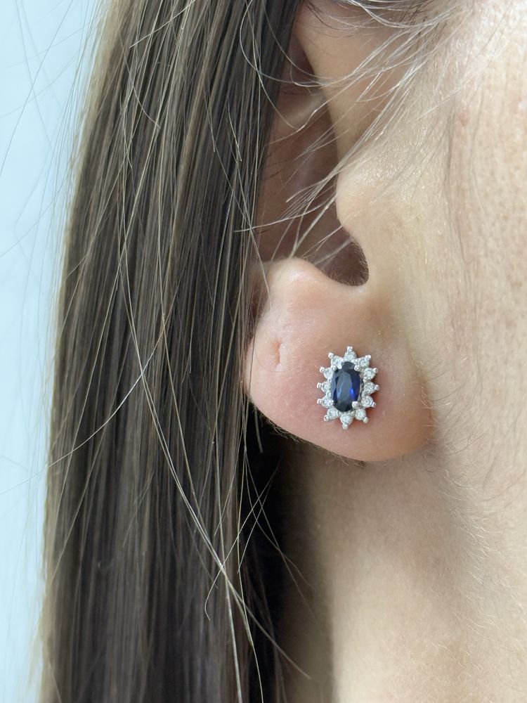 Set cercei si pandantiv cu safire naturale si diamante