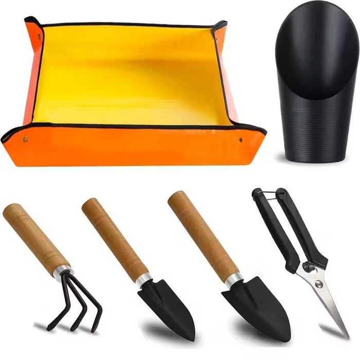 Коврик для пересадки цветов + инструменты - лопатки, грабли, секатор